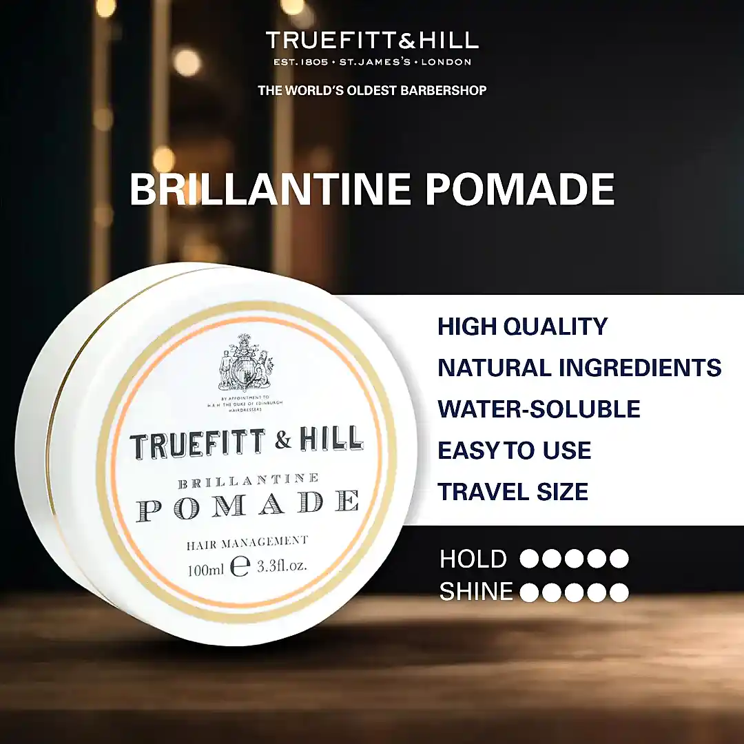 Truefitt & Hill Brilliantine Pomade Hair Styling Gel for Men 100gm