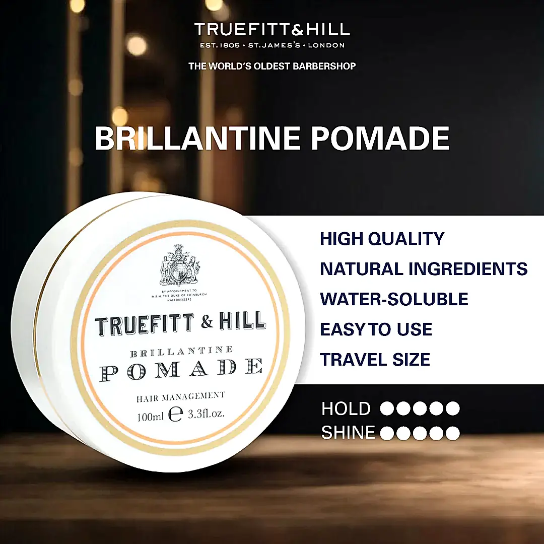 Truefitt & Hill Brilliantine Pomade Hair Styling Gel for Men 100gm