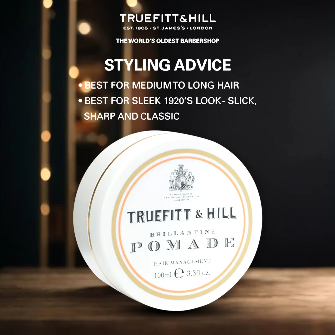 Truefitt & Hill Brilliantine Pomade Hair Styling Gel for Men 100gm