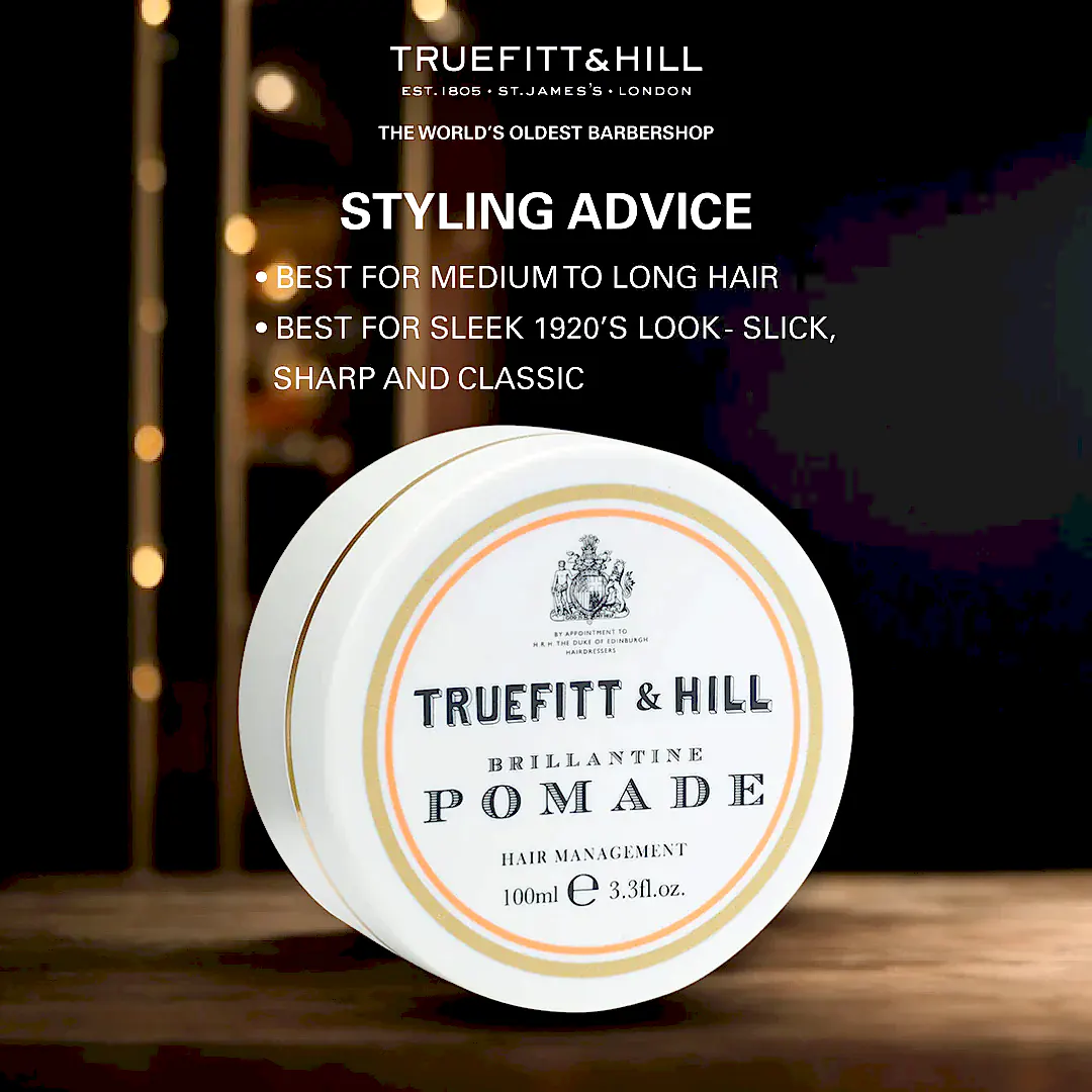 Truefitt & Hill Brilliantine Pomade Hair Styling Gel for Men 100gm
