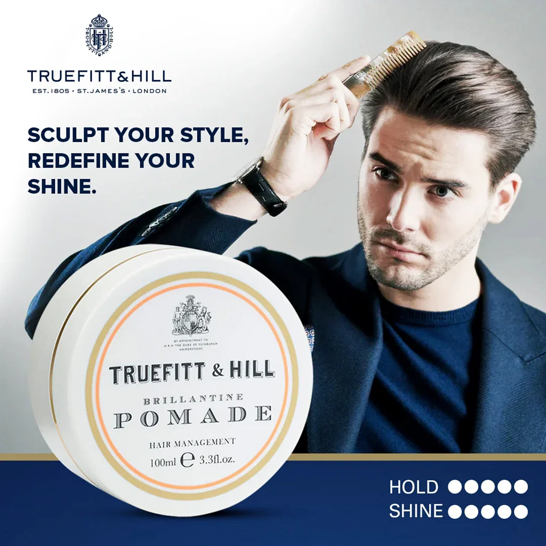 Truefitt & Hill Brilliantine Pomade Hair Styling Gel for Men 100gm