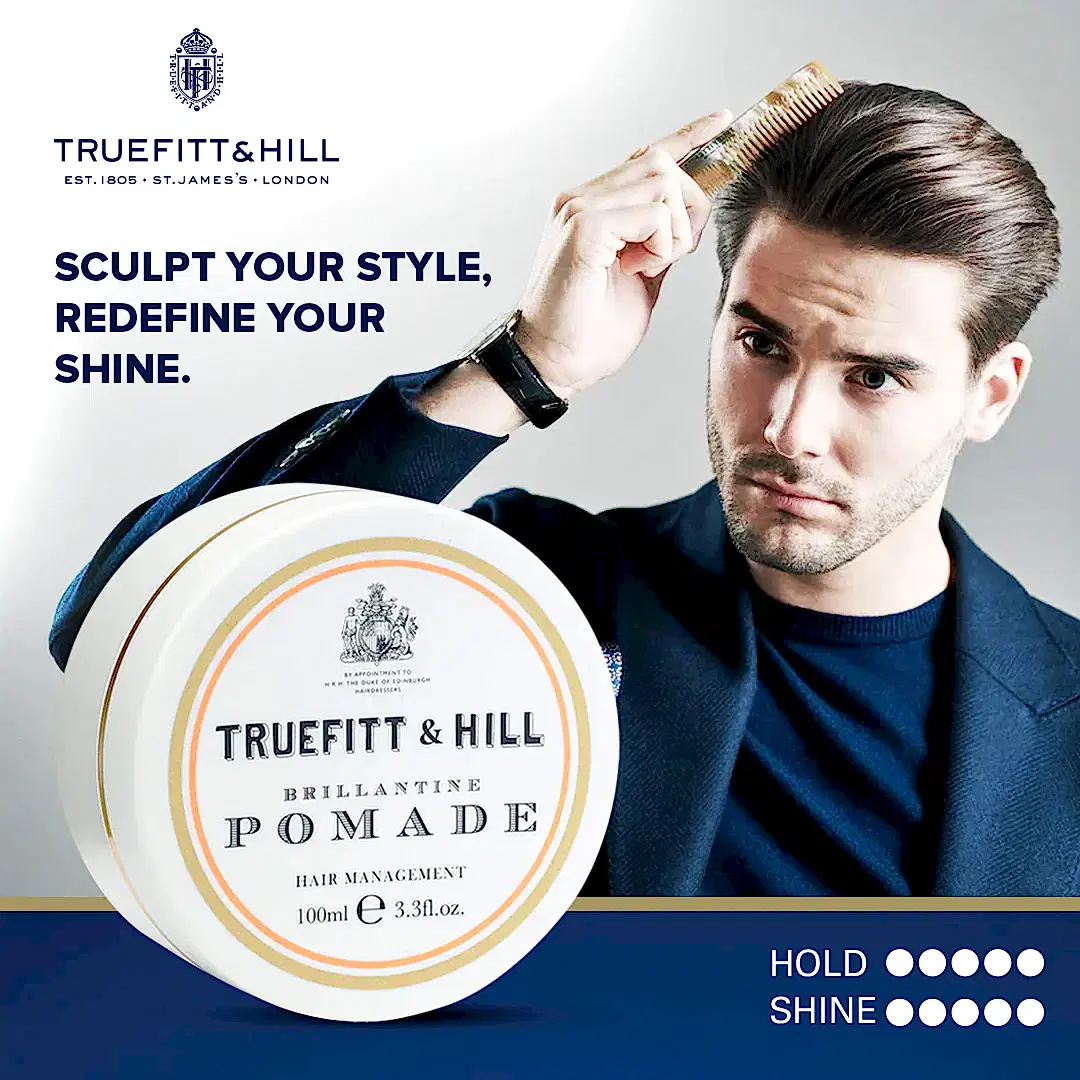 Truefitt & Hill Brilliantine Pomade Hair Styling Gel for Men 100gm
