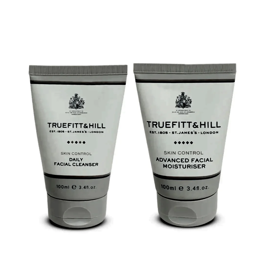 Truefitt & Hill Skin Control Facial Cleanser and Skin Moisturizer Combo Pack for Men