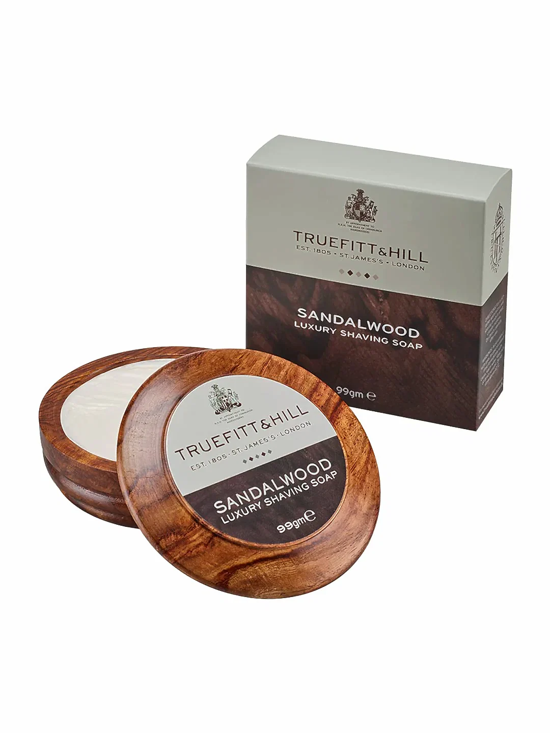Truefitt & Hill Sandalwood Luxury Shaving Soap in Wooden Bowl  for Men 100gm